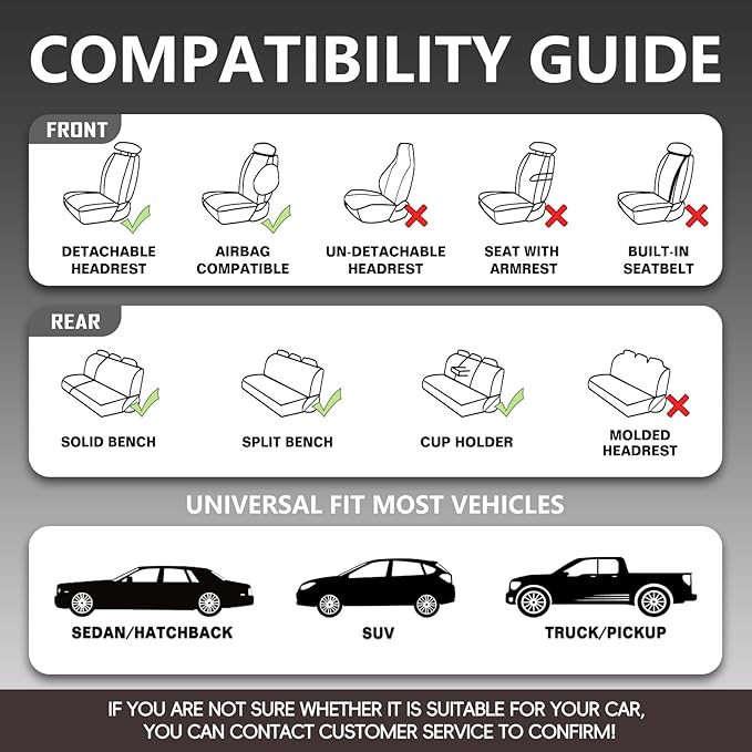 WENNFOUR Car Seat Covers Full Set, Universal Automotive Front and Rear Seat Protector Fit for Cars 5 Seats, Waterproof Breathable Leather Seat Cushion for Most Vehicles SUV Pick-up Truck, Black