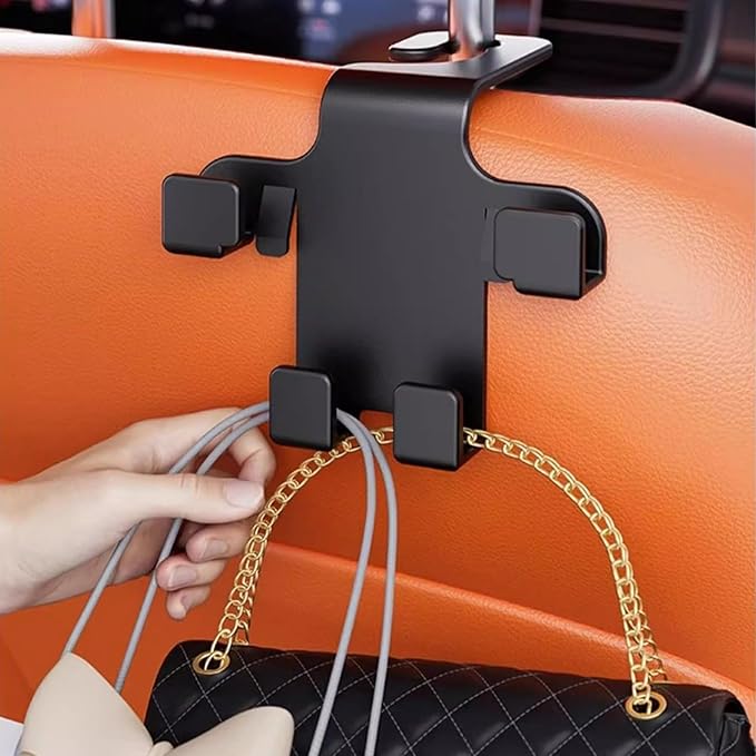 Upgraded Version Car Seat Back Organizer Hook, Multi-Function Auto Accessories with Phone Holder & Storage Hooks for Backseat, Durable ABS Material, Space-Saving Design for Car Interior Organization
