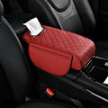 Car Armrest Pad for Hyundai Venue 2020–2025, Center Console Cover with Memory Foam Cushion, Anti-Slip Protector, Arm Rest Cushion Car Interior Accessories,C Red