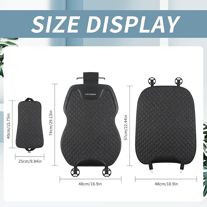 Gripure Breathable Linen Car Seat Cover Protector for Front Seats – Durable, Non-Slip, Airbag Compatible, Universal Fit for Sedans, SUVs, Pickups (2pcs, Black)