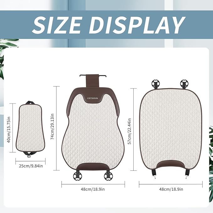 Gripure Breathable Linen Car Seat Cover Protector for Front Seats – Durable, Non-Slip, Airbag Compatible, Universal Fit for Sedans, SUVs, Pickups (2pcs, Beige)