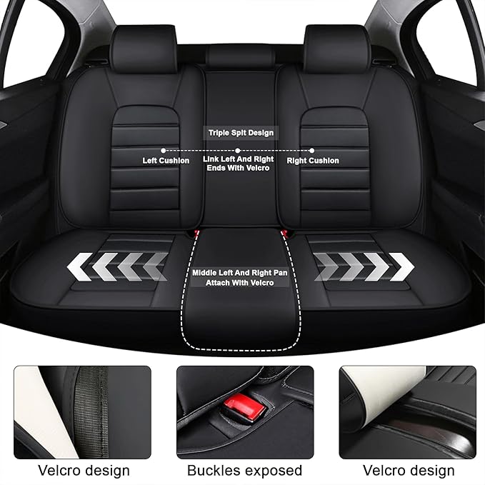 AREKA 5 Car Seat Covers for Honda Accord 2003-2026 Breathable Leather,Waterproof Car Seat Protectors with Comfort Headrest Pillows,Automotive Vehicle Cushion with Storage Pockets (Luxury,Redline)