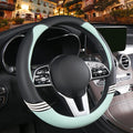 14 inch Cute Steering Wheel Cover for Women Men Faux Leather and Carbon Fiber,Black and Green