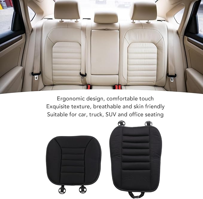 Ejoyous Car Seat Cushion with Back Support Pillow, Memory Foam Driving Seat Cushion and Lumbar Pillow for SUV Trucks Office Chair (Black)