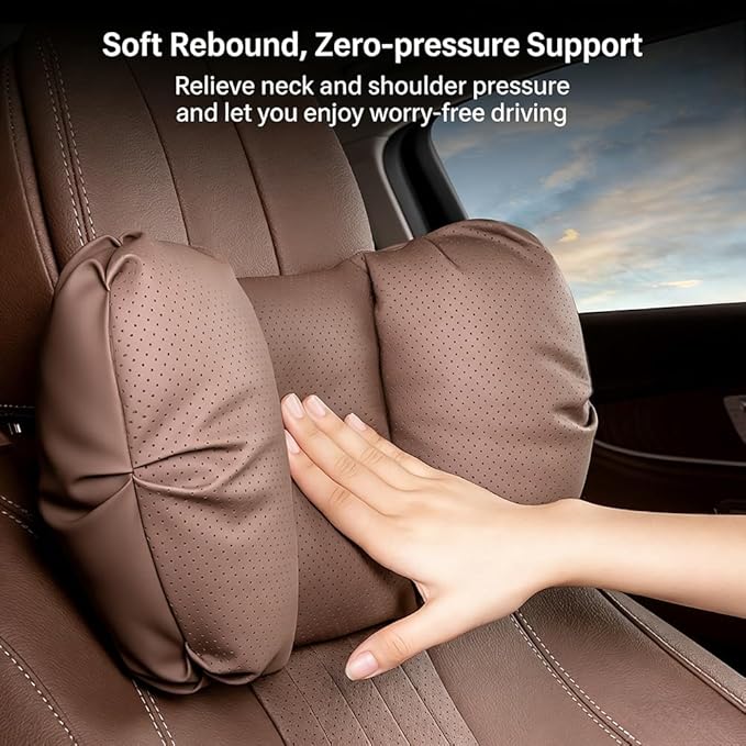 Car Neck Pillow & Lumbar Support for Mazda MX-5 Miata 2019-2023 Ergonomic Breathable Mesh Auto Seat Back Cushion Headrest,Brown-Neck & Lumbar Set
