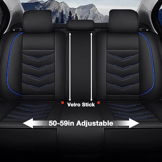 MVRVMV Luxury Car Seat Covers for Honda Pilot 2010-2026, Wear-Resistant Front and Rear Seat Cover with 2* Neck Pillow and 2* Lumbar Support (8 Seat Luxury, Black-Blue