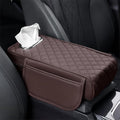 Car Armrest Pads for Hyundai Santa Fe Sport 2013 2014 2015 2016 2017 2018,Leather Center Console Covers Waterproof Anti-Slip Scratch Comfortable Automobile Protective Accessories,Brown