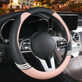 14 inch Cute Steering Wheel Cover for Women Men Faux Leather and Carbon Fiber,Black and Pink