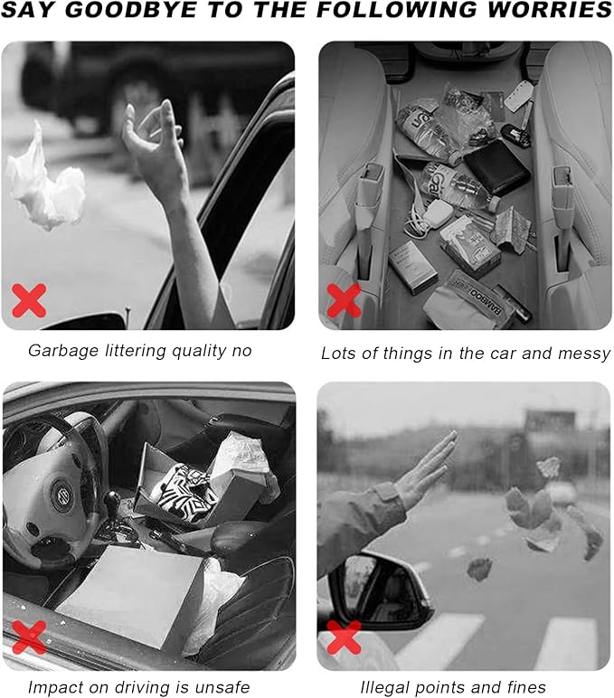 2 PCS Car Seat Back Organizer, Large Capacity Foldable Car Seat Back Hanging Bag with 3 Extra Pockets, Waterproof Leather Auto Seats Storage Organizer, Car Travel Essentials Accessories (White)
