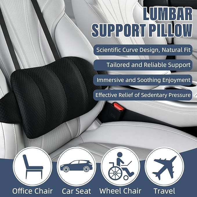 1 Piece Automotive Seat Lumbar Support Pillow for Chevrolet/Chevy Camaro 2016-2024, Driving Lower Back Cushion Ergonomic Orthopedic Posture Rest
