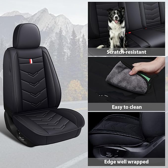 MVRVMV 2-Seat Car Seat Covers for Ford Explorer 2012-2026, Waterproof Non-Slip Wear-Resistant Leather Seat Cover (2 Seat Standard, Black)