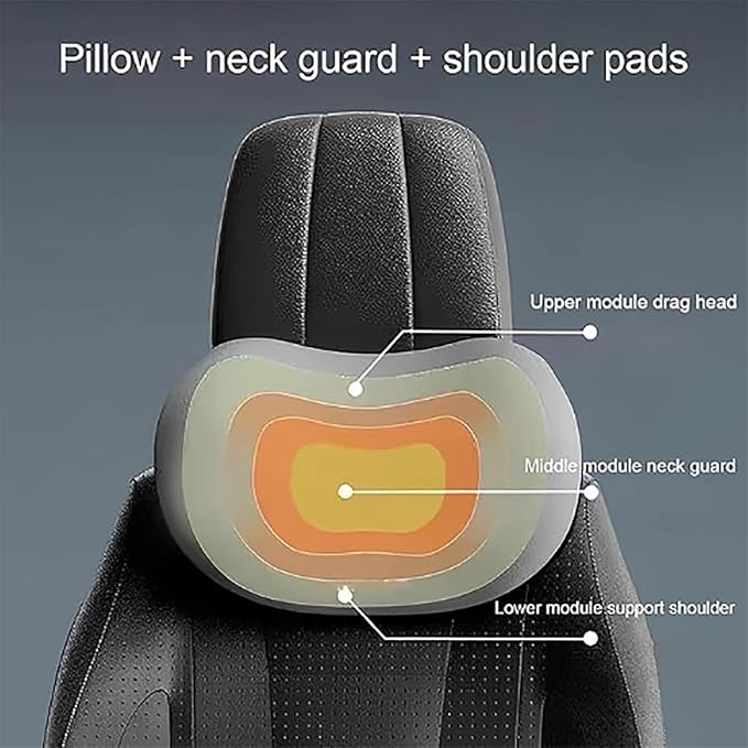 Car Headrest & Lumbar Support Cushion for Honda CRV 2023 2024 2025, Ergonomic Car Seat Headrest Memory Foam Neck and Back Pillow Kit Breathable Removable for Driving Fatigue Relief,E/Orange