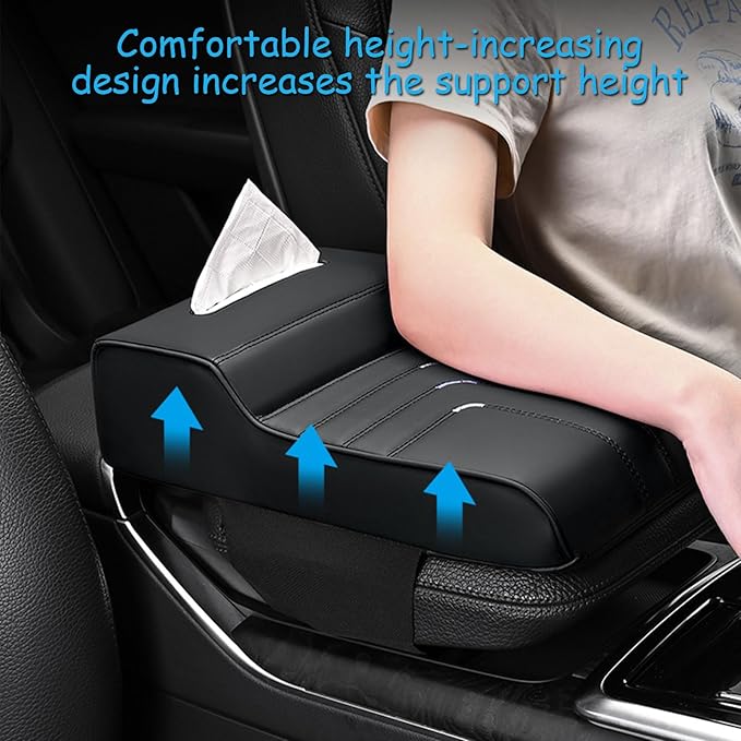 Car Center Console Armrest Pillow for Toyota Camry Auris Aygo Yaris Corolla Supra Highlander,Auto Anti-Scratch Memory Foam Center Console Pad,Leather Arm Rest Protector Cushion,Blue