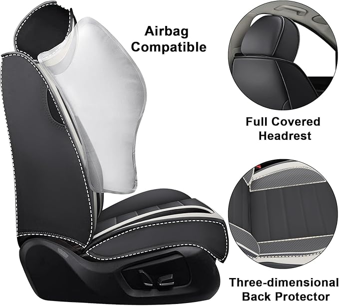 AREKA 2 Seat Covers for Honda Civic 2002-2026 Breathable Car Seat Covers,Anti-Slip Waterproof Car Seat Protectors with Airbag,Automotive Vehicle Cushion with Storage Pockets (Standard,Gray)