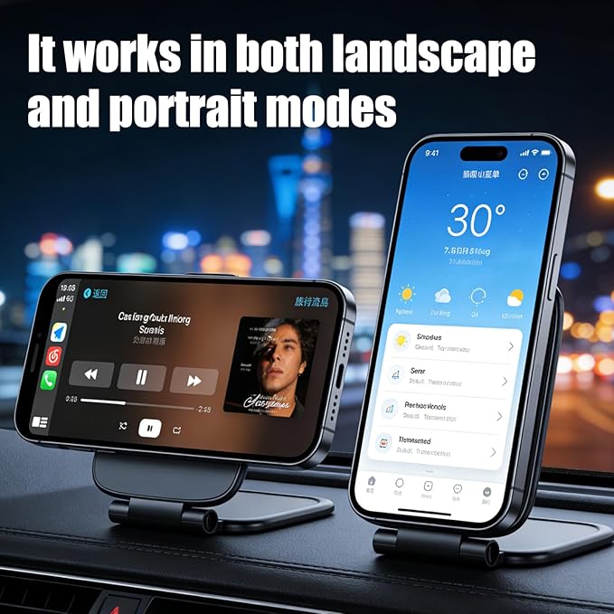 Ultra-Thin Foldable Magnetic Car Phone Mount,Ultrathin Adjustable Magnetic Phone Holder for Car,Portable Foldable Magnetic Phone Mount,270° Foldable Shockproof Phones Mount for All Phone,Laptop,Gym