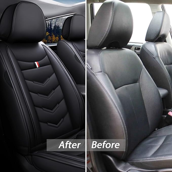 MVRVMV 5-Seat Car Seat Covers for Honda Pilot 2010-2026, Waterproof Non-Slip Wear-Resistant Leather Seat Cover (5 Seat Standard, Black)