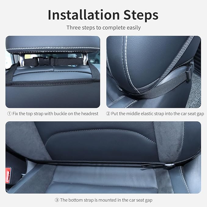 pefirst Kick Mat Back Seat Protector Waterproof Leather Car Seat Back Organizers Cover with 3 Storage Pockets for Kids Pets SUV Sedan Minivan Truck Car Travel Accessories (Black 2-Pack)