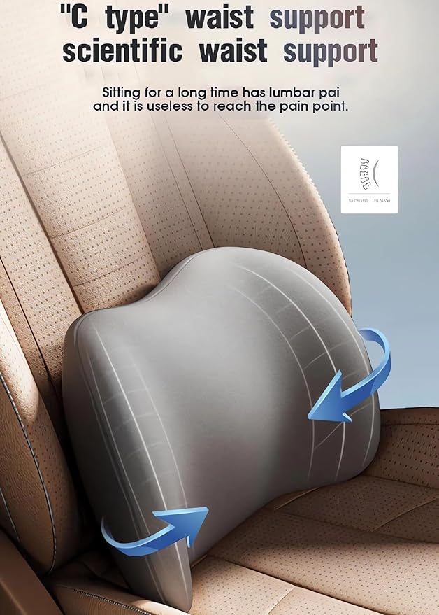 Car Headrest & Lumbar Support Cushion 2025 Upgrade Comfort Memory Foam Car Backrest and Neck Pillow Ergonomic Car Headrest & Lumbar Support for Driving Car Support Cushion for Office Chair Car (Pink)