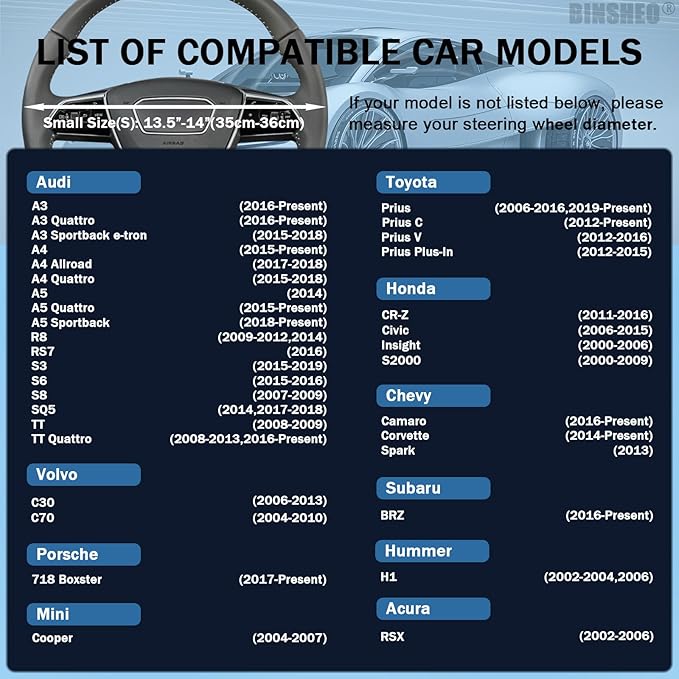 14 inch Cute Steering Wheel Cover for Women Men Faux Leather and Carbon Fiber,Black