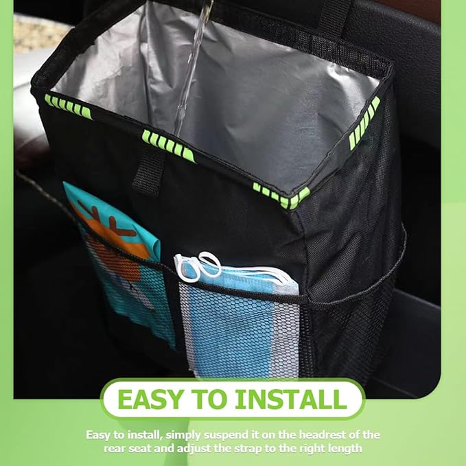 Waterproof Car Seat Back Organizer Large Capacity Hanging Storage Bag with Trash Bin and Cup Holder for Backseat Passenger Car Interior Accessories