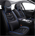 MVRVMV Luxury Car Seat Covers for Honda Pilot 2010-2026, Nappa Leather Auto Seat Cover with 2 Neck Pillows and 2 Lumbar Supports (2 Seat Luxury, Black-Blue)