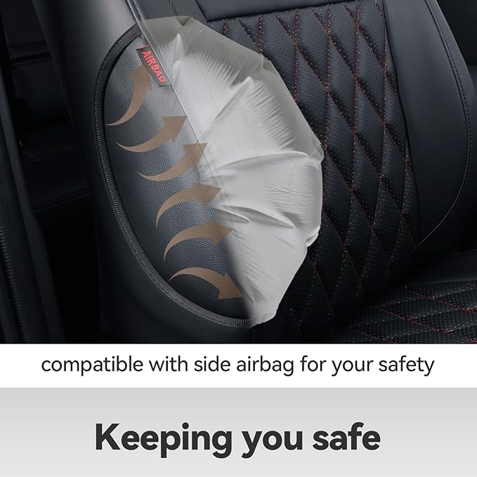 coverdream Highlander Seat Covers Full Set for 2020-2025 2026 Toyota Highlander SUV Seat Cushion,2nd Row Captain Chair,Fully Covered,Luxury Waterproof Leather Car Seat Protector (Black & Diamond)