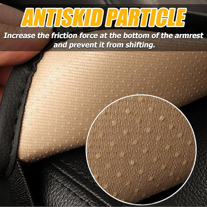 Car Center Console Cover, Leather Memory Foam Vehicle Arm Rest Cushion Pad, Waterproof Automotive Interior Armrest Seat Box Protector Accessories, Universal for SUV, Sedan, Truck (Beige)