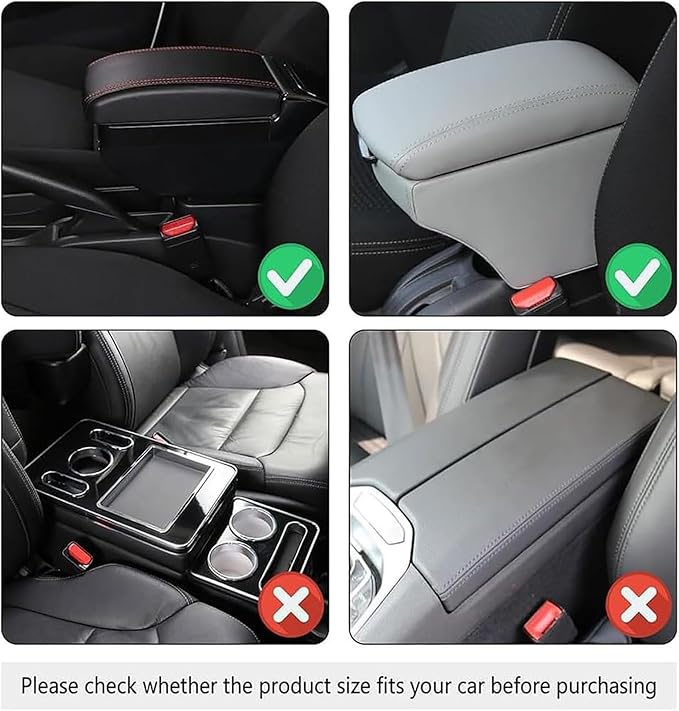 Car Arm Rest Cover Pad for Toyota Camry 2012 2013 2014 2015 2016 2017, Leather Memory Foam Center Console Cushion with 2 Storage Bags and a Tissue Box Universal Car Interior Accessories