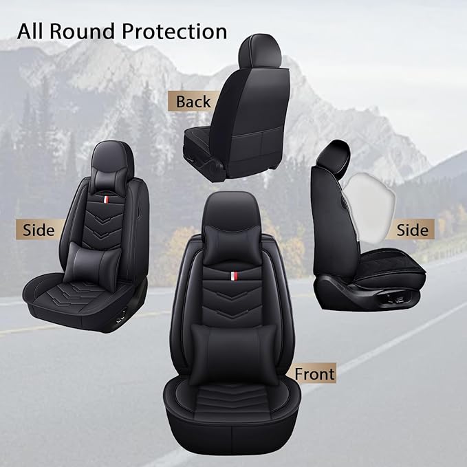 MVRVMV Car Seat Covers for Ford Explorer 2012-2026, Waterproof & Wear-Resistant Front and Rear Seat Protectors with 2* Neck Pillow and 2* Lumbar Support (7 Seat Luxury, Black