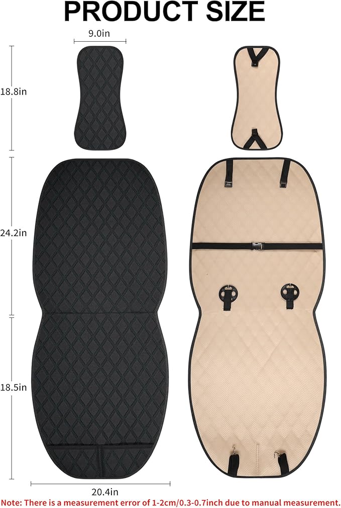 BaoLL 2PCS Linen Front Seat Covers for Cars Sideless Seat Covers Breathable Cloth Fabric Car Seat Protector Universal Fit Most Automotive, SUV, Trucks, Van(Black)