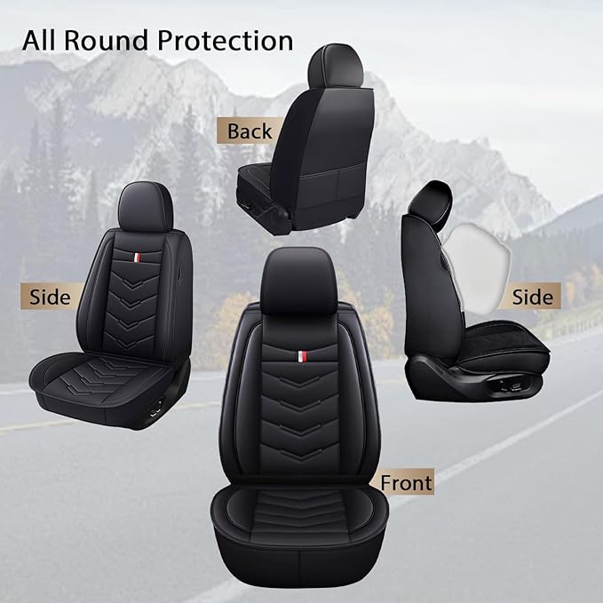 MVRVMV 2-Seat Car Seat Covers for Ford Explorer 2012-2026, Waterproof Non-Slip Wear-Resistant Leather Seat Cover (2 Seat Standard, Black)