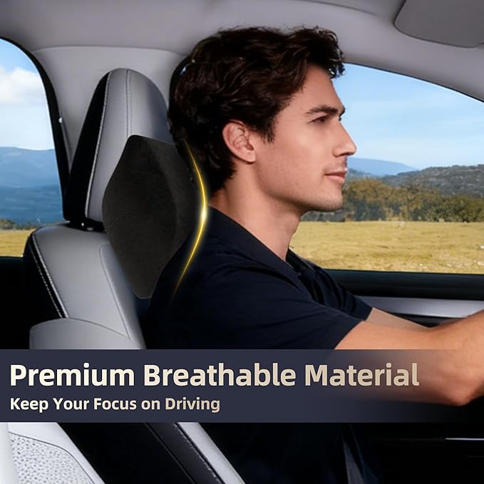 Car Neck & Lumbar Support Pillow Set for Toyota Camry, Soft Memory Foam Headrest & Back Cushion, Ergonomic Comfortable Seat Support for Daily Driving and Long Trips Car Interior Accessories