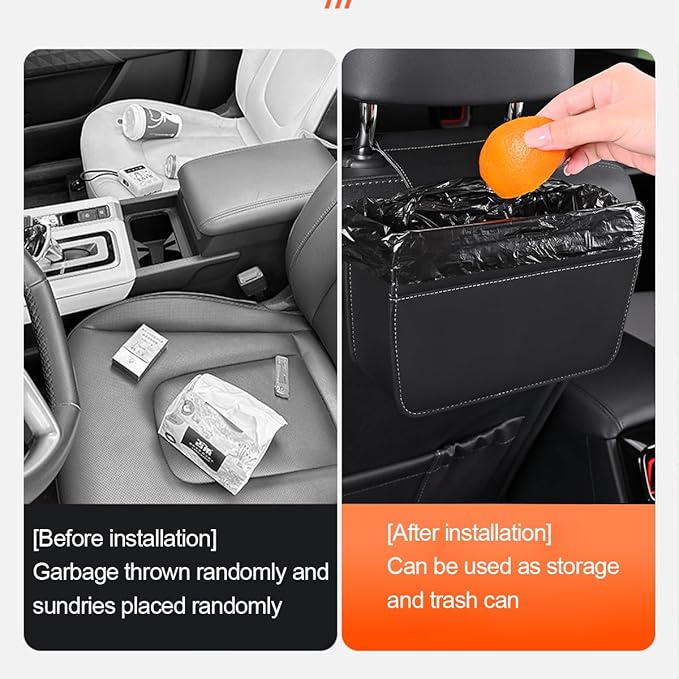Car Seat Back Organizer, Leather Multipurpose Vehicle Backseat Storage Pocket, Waterproof Automotive Interior Hanging Bag Accessories, Universal for SUV, Sedan, Truck (Black)