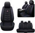 MVRVMV Seat Covers for Ford Edge 2007-2024, Waterproof Leather Auto Seat Cover (5 Seat Standard,Black-Blue)
