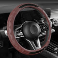 SEG Direct Car Steering Wheel Cover Medium Size 14 1/2"-15" Embossed Microfiber Leather with Carbon Fiber Pattern Burgundy