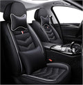 MVRVMV Luxury Car Seat Covers for Ford Explorer 2012-2026, Nappa Leather Auto Seat Cover with 2 Neck Pillows and 2 Lumbar Supports (2 Seat Luxury, Black-White)