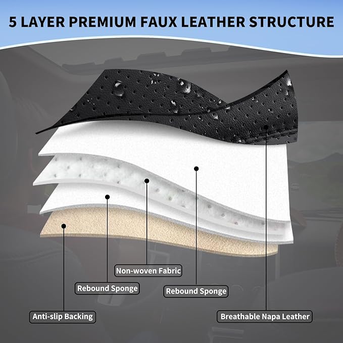SCOMEE Black Leather Car Seat Covers Front Seat Breathable Seat Protectors Waterproof Automotive Seat Covers Universal Fit for Most Cars SUVs Trucks Vehicles