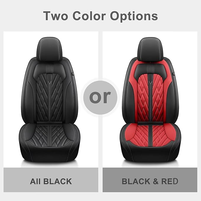 TTX LIGHTING Seat Covers Fit for Kia Rio 2013-2023 Car Seat Covers Full Set Car Faux Leather Breathable Waterproof (5 Seats, Black&Red)