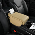 Car Arm Rest Cover Pad for Toyota Camry 2012 2013 2014 2015 2016 2017, Leather Memory Foam Center Console Cushion with 2 Storage Bags and a Tissue Box Universal Car Interior Accessories