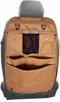 BEATUNEE Car Seat Back Organizer with Multiple Pockets and Hooks (brown)
