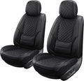 SCOMEE Black Leather Car Seat Covers Front Seat Breathable Seat Protectors Waterproof Automotive Seat Covers Universal Fit for Most Cars SUVs Trucks Vehicles