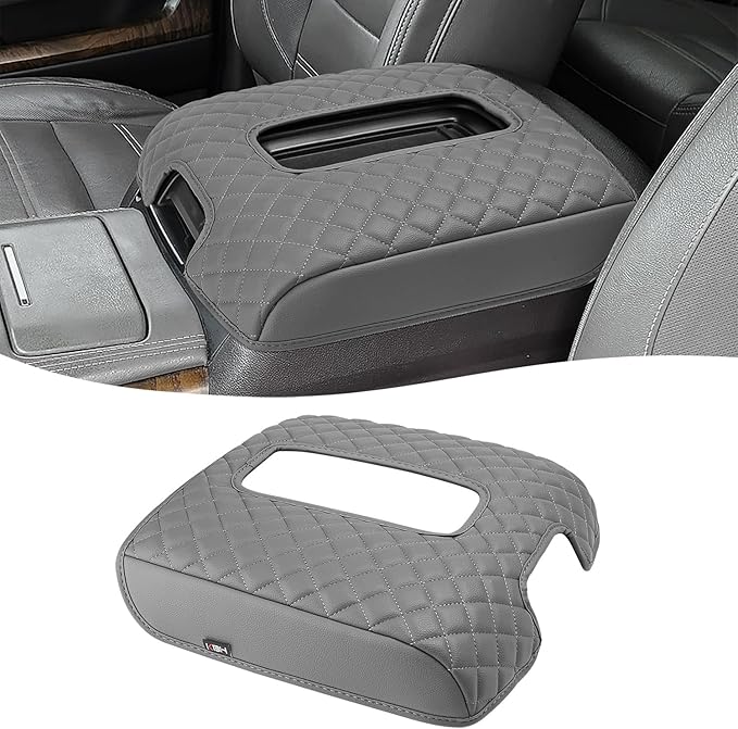 KBH Center Console Armrest Cover for Chevy Suburban Tahoe & GMC Yukon 2015-2020, Silverado & Sierra 1500 2500 3500 2014-2018, Bucket Seat, Customized Arm Rest Lid Protective Cushion, PU Leather