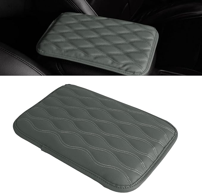 x xotic tech Car Center Console Cushion Pad, Universal Waterproof Leather Armrest Seat Box Cover Protector Auto Interior Accessories for Most Cars, SUV, Truck 7.8" x 12" (Gray)