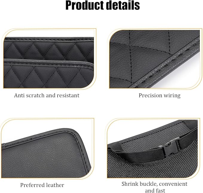 Car Seat Back Organizer, Leather Multipurpose Automotive Hanging Storage Bag Pockets, Vehicle Interior Backseat Trash Bag Can Organizer Accessories, Universal for Most Cars (Beige)