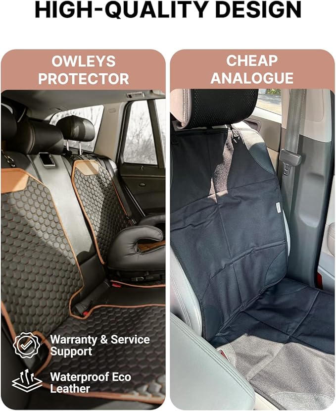 Owleys Set Seat Back Organizer & Car Seat Protector Hexy Waterproof & Non-Slip Protector for Child Car Cushion for Leather and Fabric Seats