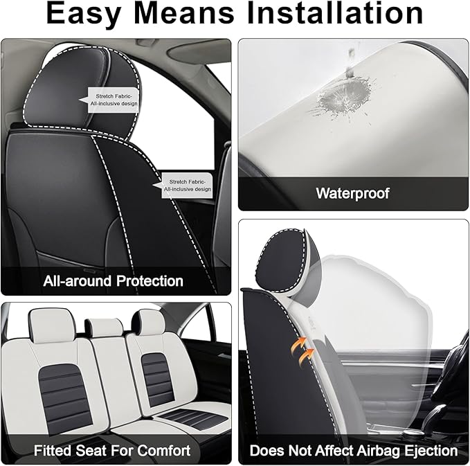 AREKA 5 Seat Covers for Honda Accord 2003-2026 Breathable Car Seat Covers,Anti-Slip Waterproof Car Seat Protectors with Airbag,Automotive Vehicle Cushion with Storage Pockets (Standard,Gray)