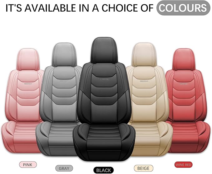 WENNFOUR Car Seat Covers Front Seats Only, Universal Luxury Automotive Car Seat Protector 2 Pack, Waterproof Breathable Leather Car Seat Cushion for Most Vehicles SUV Pick-up Truck, Beige