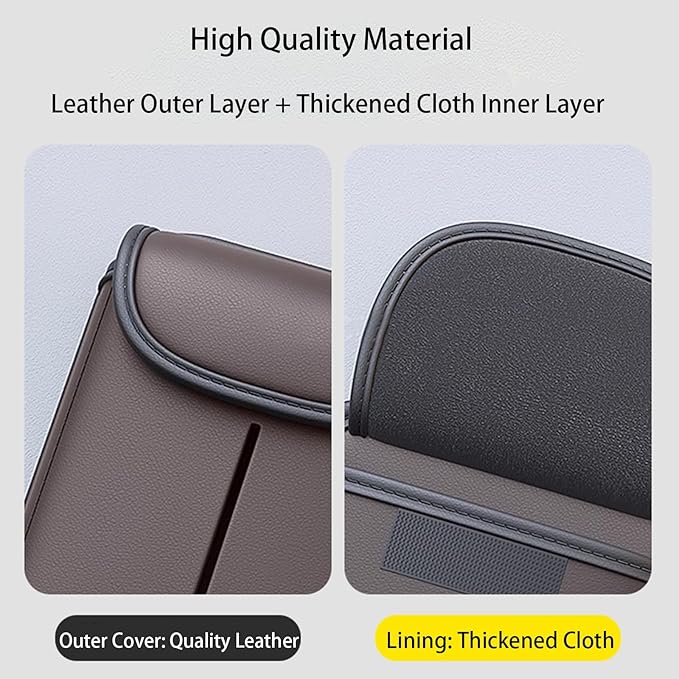 Premium Leather Car Seat Back Organizer with Cup and Tissue Holder, Multi-Pocket Storage with Adjustable Straps for SUVs, Trucks, Sedans (Red)