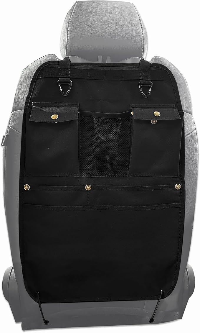 BEATUNEE Black Car Seat Back Organizer with Multiple Pockets and Hooks