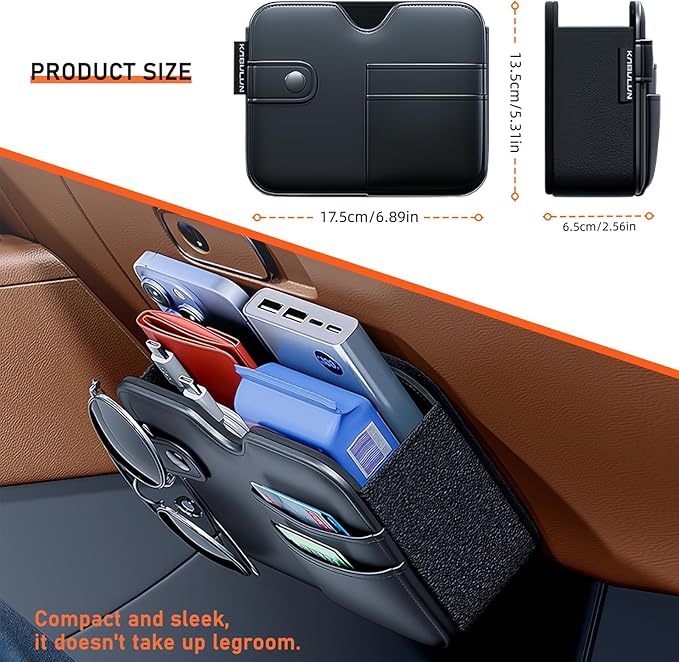 Tumecos Foldable Car Storage Box with Glasses Clip,Multifunctional Seat Back Organizer,Trash Can, Auto Door Side Pocket,Storage Bag,Car Accessories Organizer Box